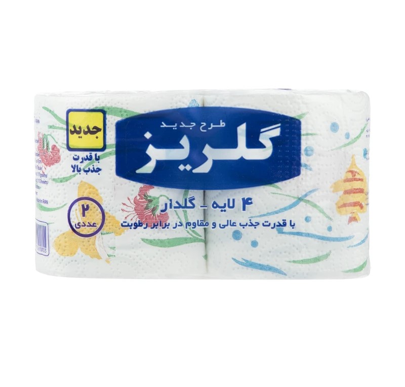 گلریز دستمال توالت 4 لایه گلدار 2 عددی