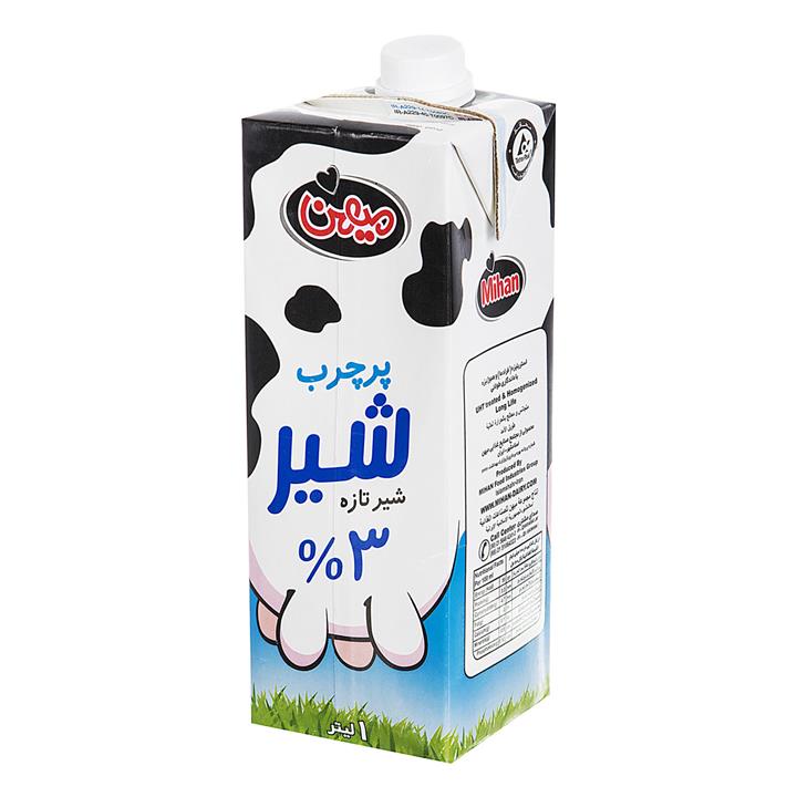 میهن شیر پرچرب پاکتی 1لیتری